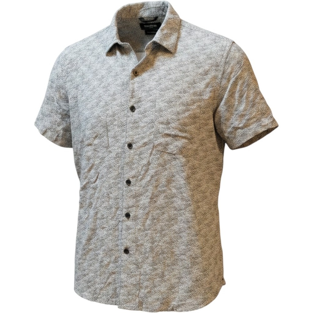 Kenneth‎ Cole Button Down Shirt Mens Lg Black White Regular Fit Geometric Print